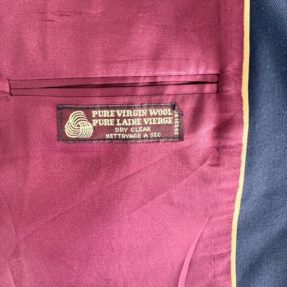 Vintage Chaps Ralph Lauren Wool Sport Coat Blazer Navy Made in Canada - Picture 6 of 16